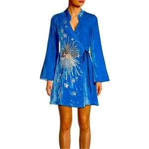 RIXO Velvet Iris Sunburst Tunic Dress